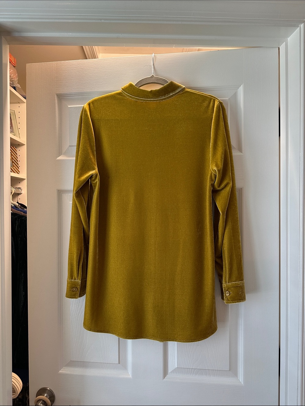 Soft Surroundings Mustard Velvet Button-Up Tunic - Picture 3 of 3